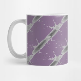 Dark gray oblique stripes on a lilac background, abstraction Mug